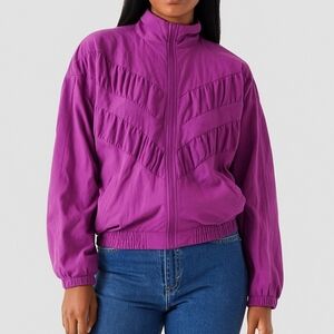 Vintage Teddi Sport Windbreaker Women's Size Medium Purple 80s 90s Zip Jacket